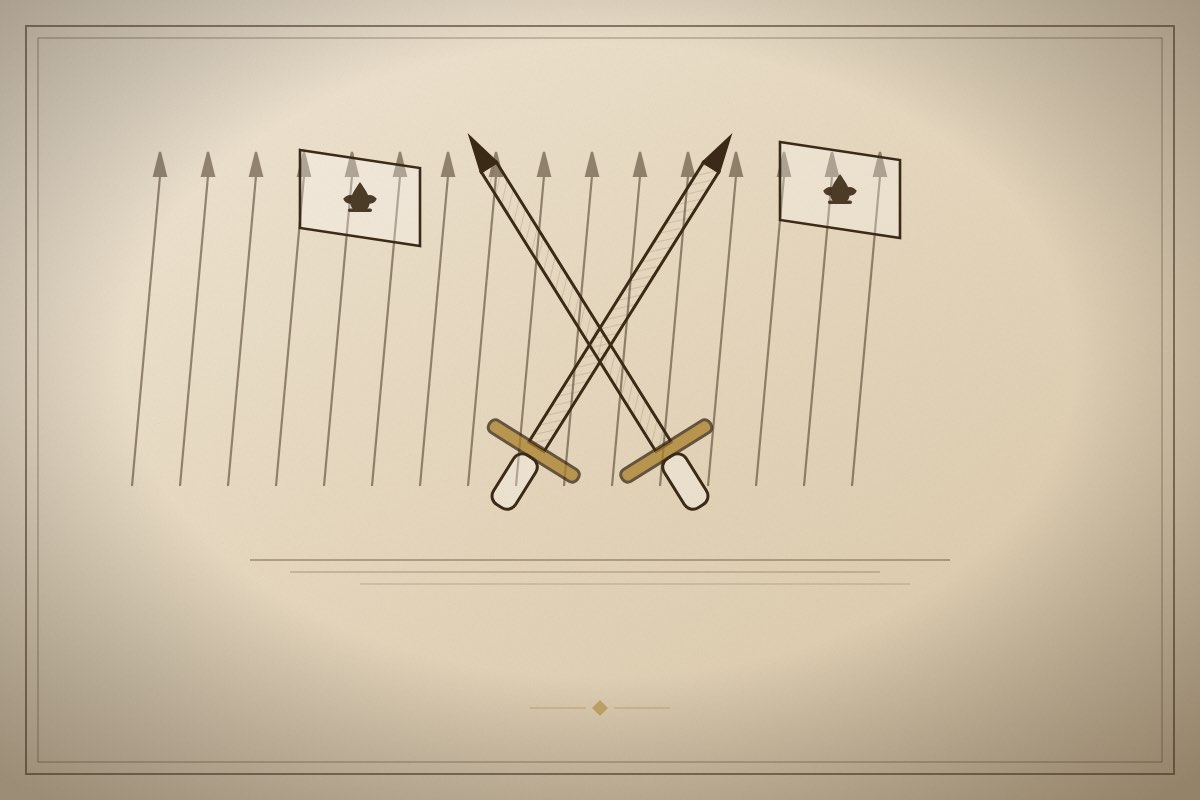 Lances et épées croisées évoquant la bataille de Fornoue